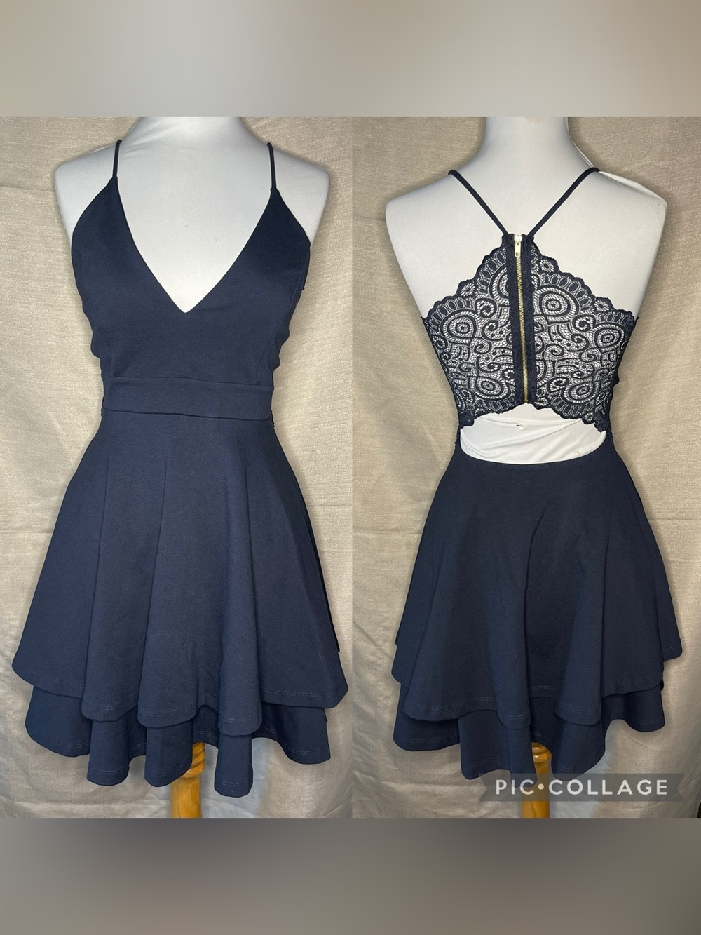 Windsor Navy Lace-Back Skater Dress